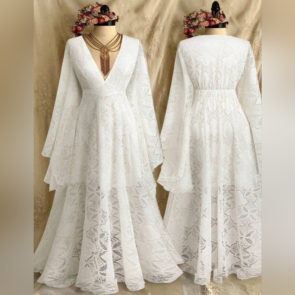 Elegant White Lace Maxi Dress